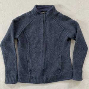 Guide Series Full Zip Sweater Women Large Blue Lambswool Blend Fleece Jacket